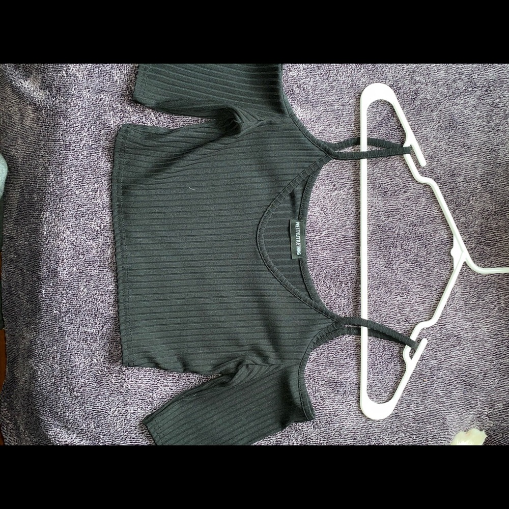 pretty little thing black crop top